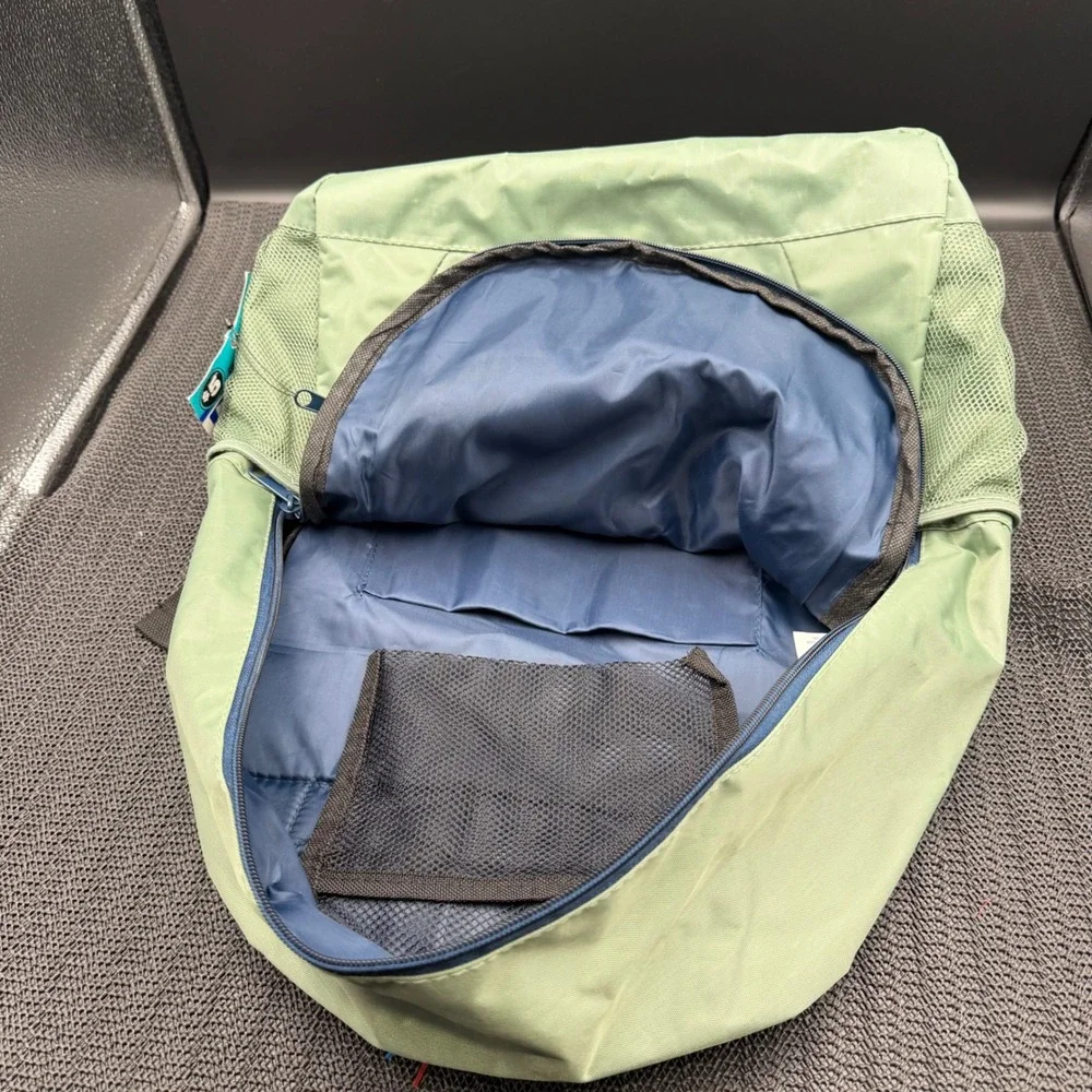 Metropack Backpack Sage Green Navy Blue School Travel Bag Bungee Front New Tag